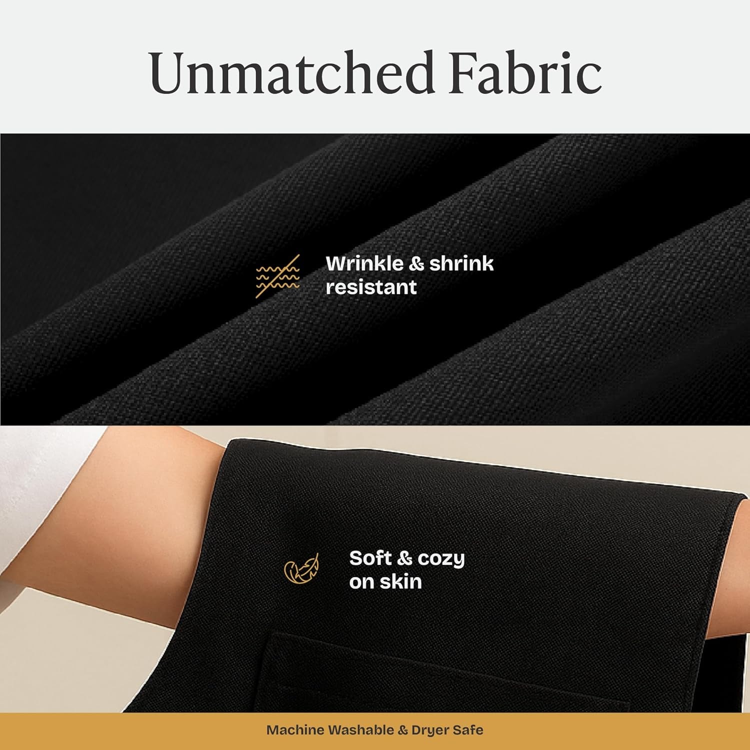 Chef Apron for Men and Women - 33" X 27" Large with 38" Waist Ties for a Comfy and Snug Fit, Durable and Lightweight, with 2 Spacious Pockets for Your Cooking Essentials - 1-Pack, Black