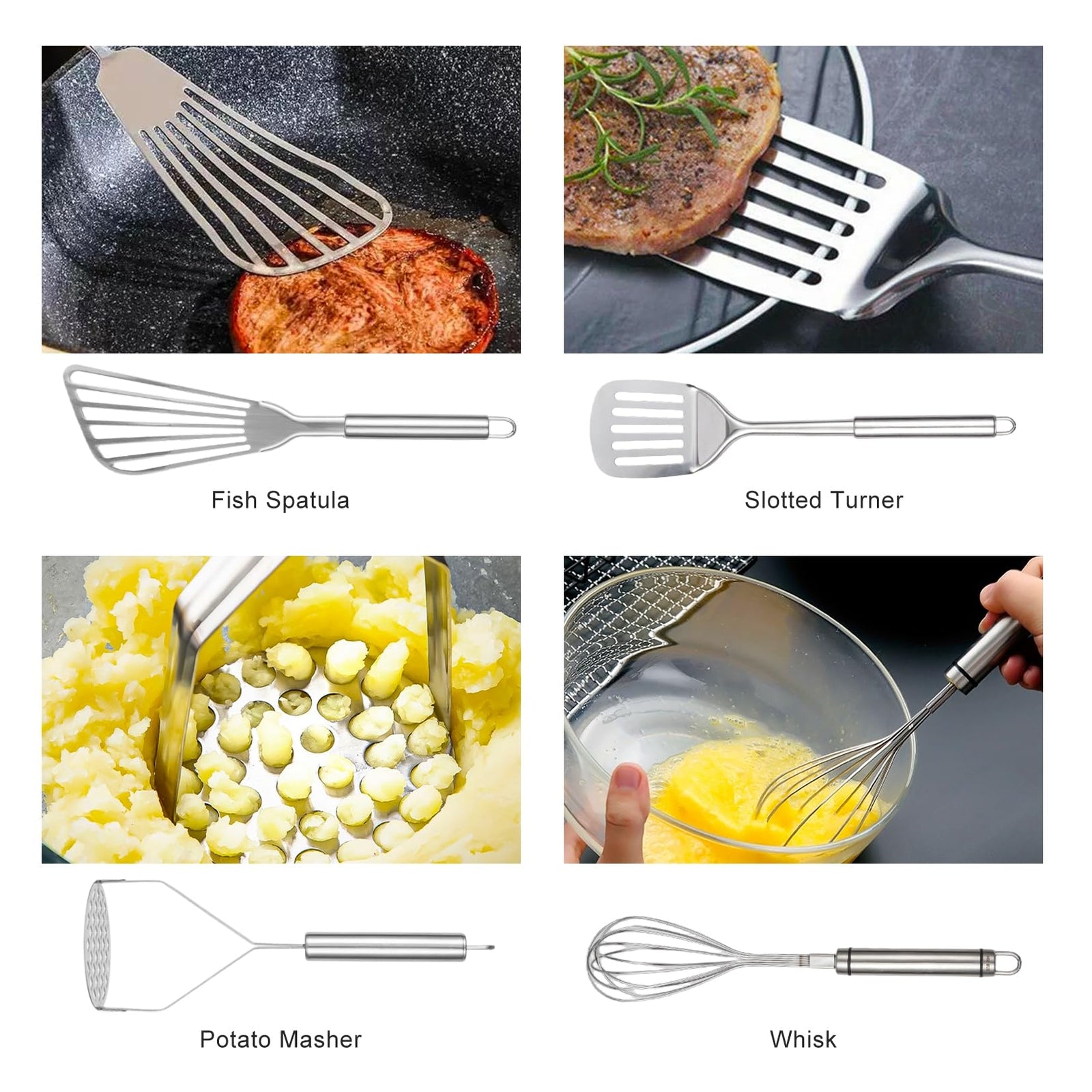 Stainless Steel Cooking Utensils Set 11Pcs Kitchen Utensils Set with Holder For