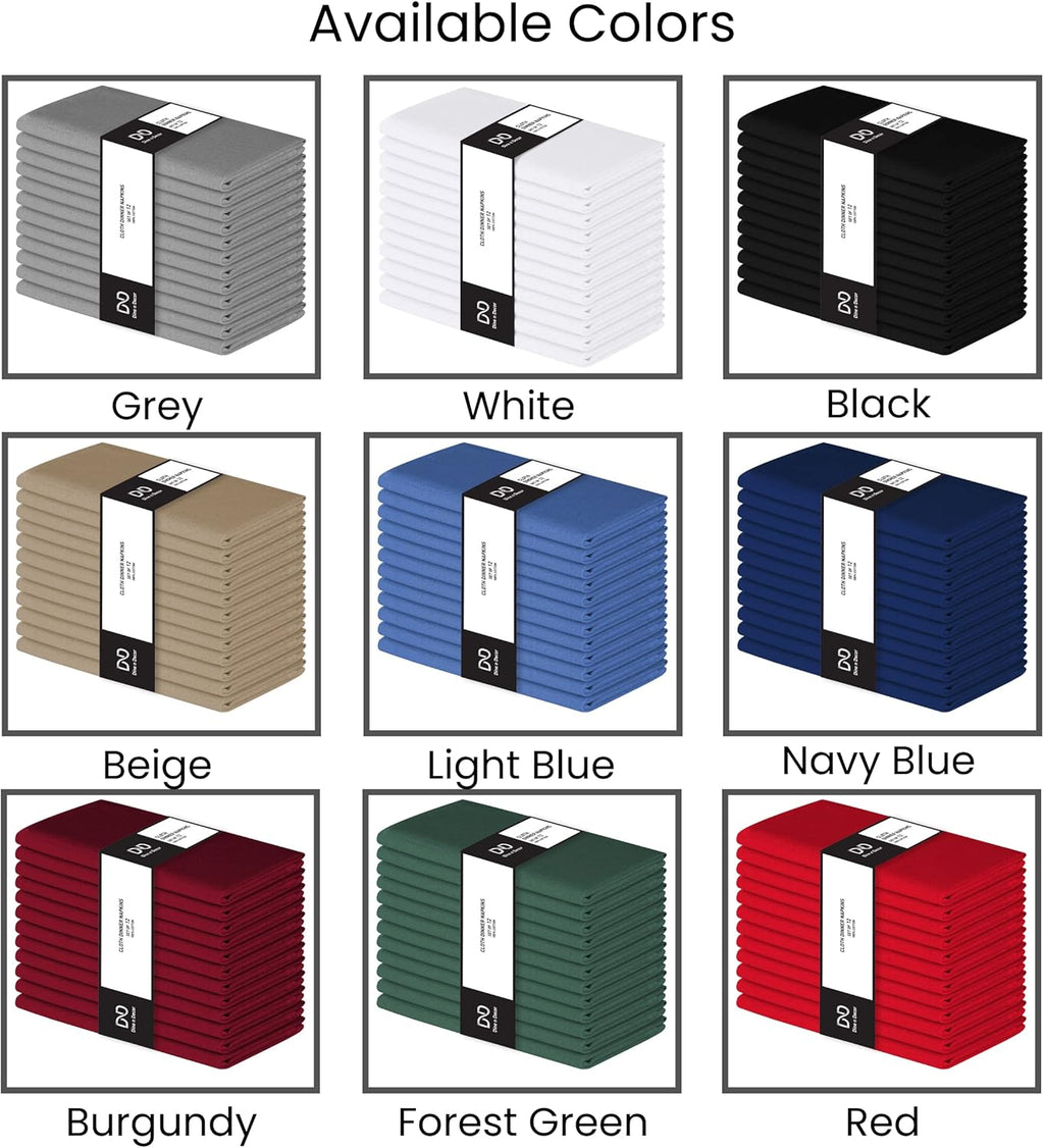 Set of 12 Cloth Dinner Napkins 100% Cotton - Soft Durable Washable - Ideal for Farmhouse Party Weddings Christmas Easter - Perfect Everyday Use Table Linen Cloth Napkins White 17X17