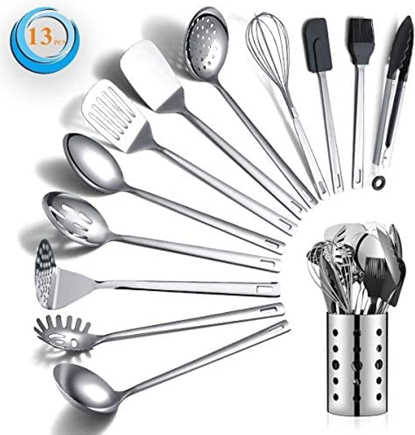 Stainless Steel Cooking Utensils Set, Berglander 13 Pieces Kitchen Utensils Set,