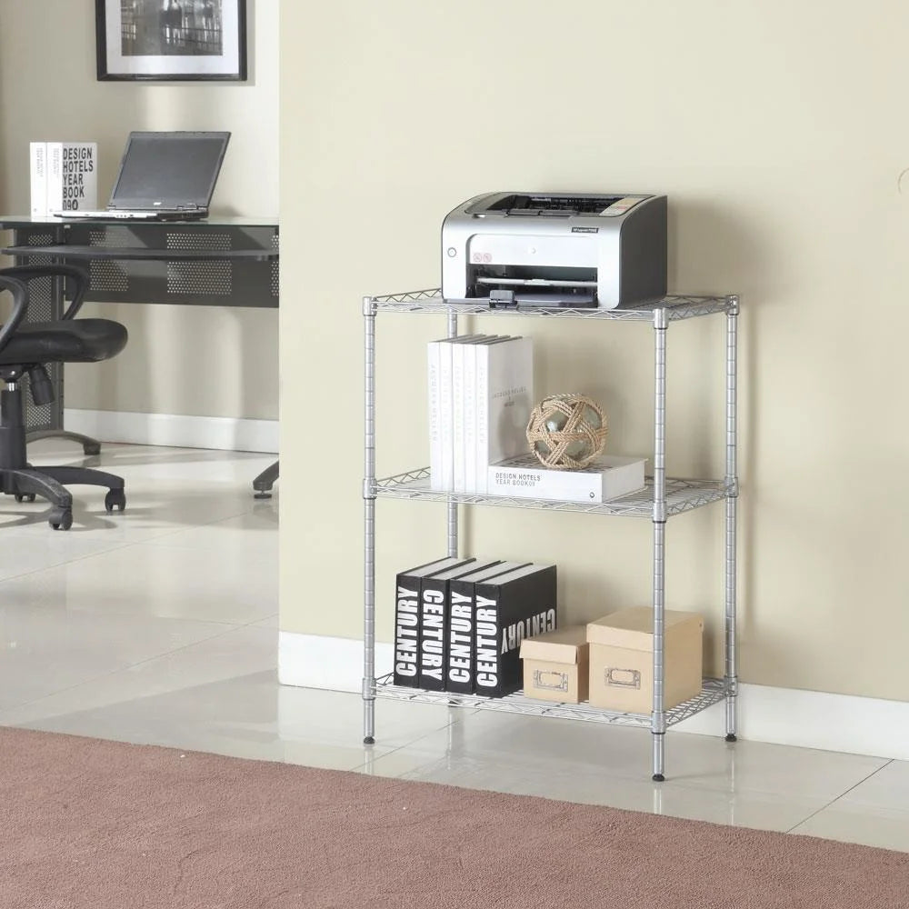 3 Tier Wire Shelving Rack Unit Storage Adjustable Metal Shelf, Capacity for 198 Lbs