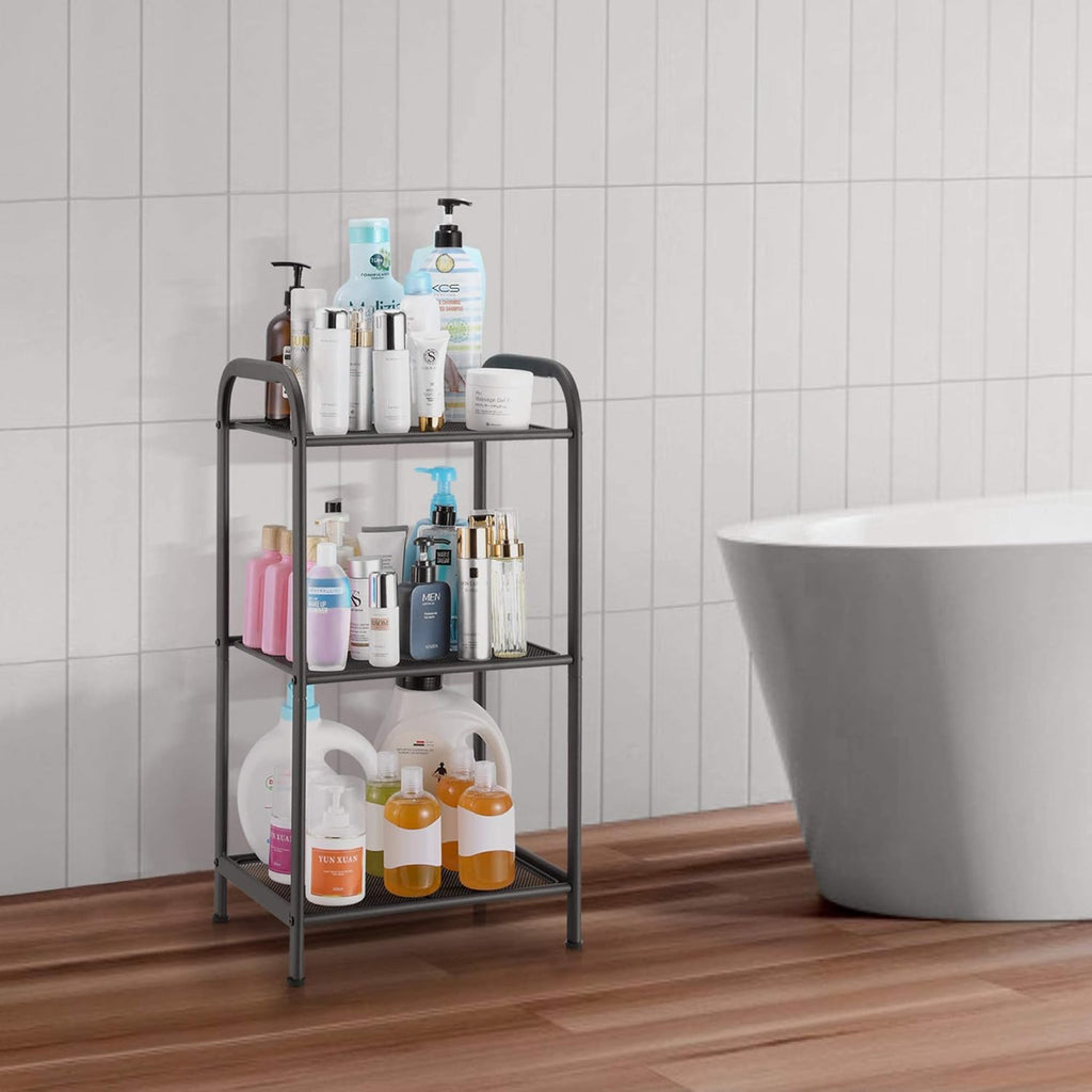 Storage Rack with Shelf,Industrial Style Extendable Plant Stand, Standing Shelf Units for Kitchen, Bathroom, Office,Living Room, Balcony, Kitchen (Charcoal Gray, 3 Tier)