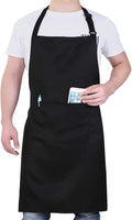 Chef Apron for Men and Women - 33" X 27" Large with 38" Waist Ties for a Comfy and Snug Fit, Durable and Lightweight, with 2 Spacious Pockets for Your Cooking Essentials - 1-Pack, Black