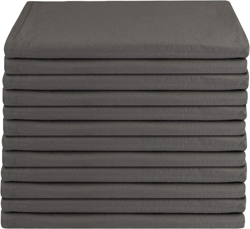 100% Cotton Flour Sack Towels – 12 Pack, 27X27 Inches, Grey, Lint-Free, Pre-Washed, Hemmed Edges – Reusable Kitchen Towels for Cleaning, Embroidery, Printing & Crafts - Grey