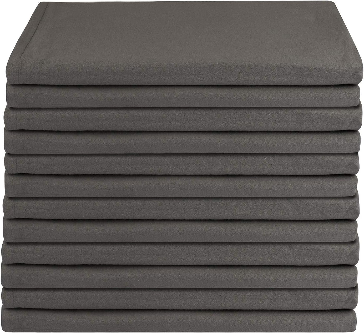 100% Cotton Flour Sack Towels – 12 Pack, 27X27 Inches, Grey, Lint-Free, Pre-Washed, Hemmed Edges – Reusable Kitchen Towels for Cleaning, Embroidery, Printing & Crafts - Grey